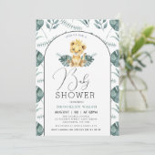 Arch Green Foliage Lion Baby shower Kaart (Staand voorkant)