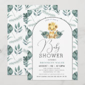 Arch Green Foliage Lion Baby shower Kaart (Voorkant / Achterkant)