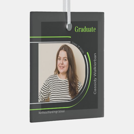 Arch Grey Green Photo Afstuderen Glas Ornament (Voorkant Rechts)