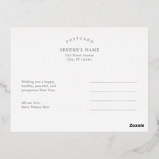 Arch Groet FOLIE Gelukkig Lunar Nieuwjaar Briefkaa Folie Feestdagen Briefkaart (Achterkant)