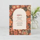 Arch Groovy Retro 70s Bloemen Vrijgezellenfeest Kaart (Staand voorkant)