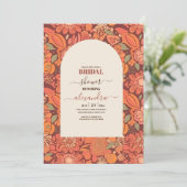 Arch Groovy Retro 70s Bloemen Vrijgezellenfeest Kaart (Staand voorkant)