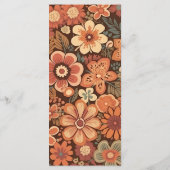 Arch Groovy Retro 70s bloemenbruiloft Menu (Achterkant)