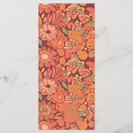 Arch Groovy Retro 70s bloemenbruiloft Menu (Achterkant)