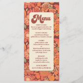 Arch Groovy Retro 70s bloemenbruiloft Menu (Voorkant)