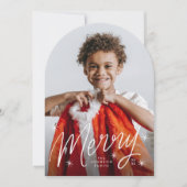 Arch Hand Lettered Merry Starry Holiday Photo Card Kaart (Voorkant)