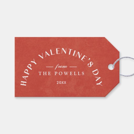 Arch Heart Valentijnsdag Foto Gift Label - Rood Cadeaulabel (Voorkant (Horizontaal))