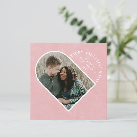 Arch Heart Valentijnsdag Fotokaart - Roze Kaart (Staand voorkant)