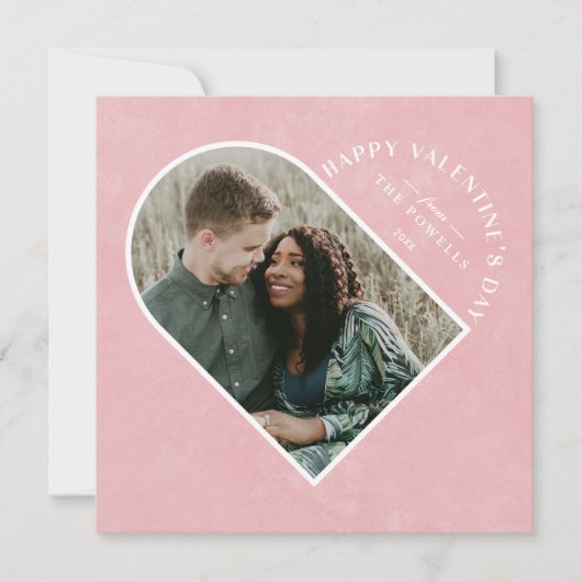 Arch Heart Valentijnsdag Fotokaart - Roze Kaart (Voorkant)
