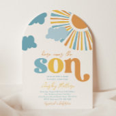Arch Here Comes The Son Baby shower Invitation Kaart