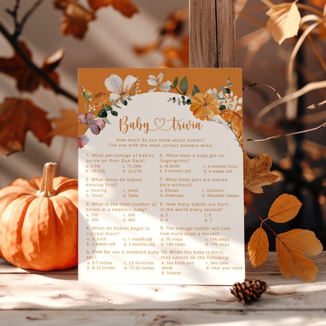 Arch herfst pomkin Baby trivia baby shower game (Creator heeft geüpload)