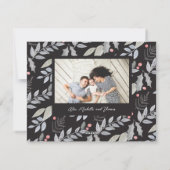 Arch Holly Berry Leaves kerstfoto Feestdagenkaart (Achterkant)