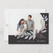 Arch Holly Berry Leaves kerstfoto Feestdagenkaart (Voorkant)