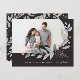 Arch Holly Berry Leaves kerstfoto Feestdagenkaart