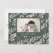 Arch Holly Berry Leaves kerstfoto Feestdagenkaart (Achterkant)