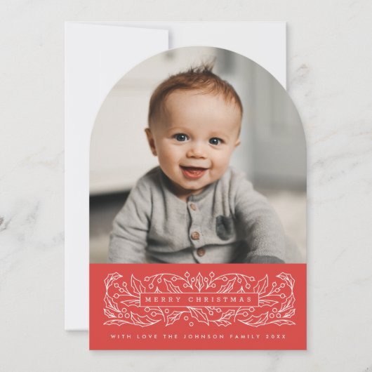 Arch Holly Classic Red Vakantie Fotokaart Kaart (Voorkant)