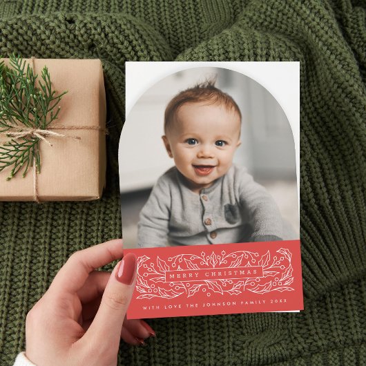 Arch Holly Classic Red Vakantie Fotokaart Kaart