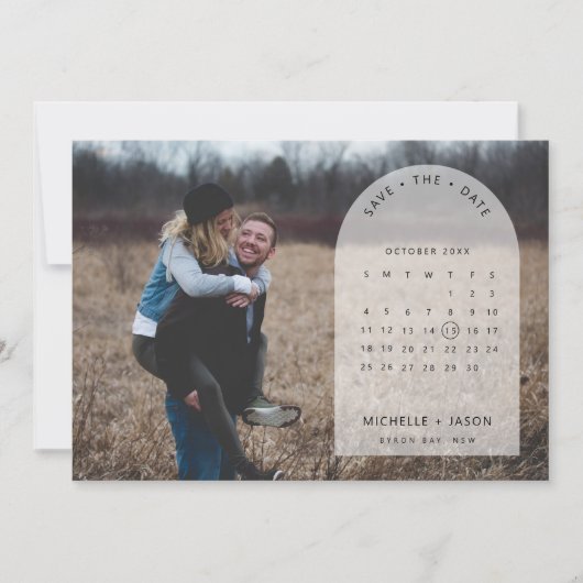 Arch kalender foto Save the Date uitnodiging (Voorkant)