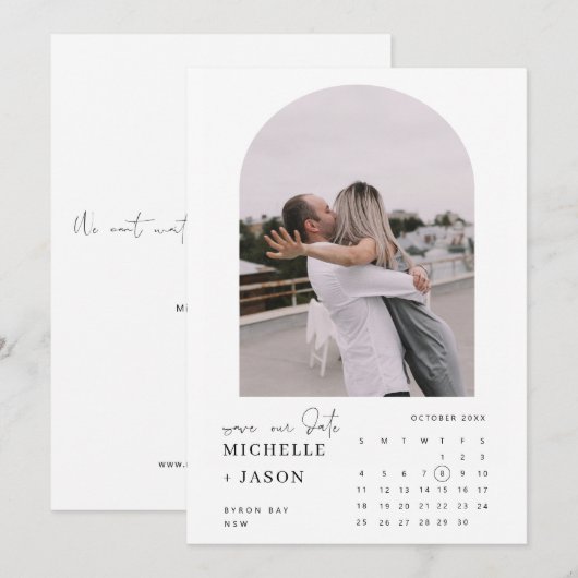 Arch kalender foto Save the Date uitnodiging (Voorkant / Achterkant)