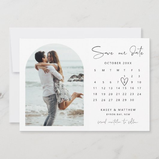 Arch kalender foto Save the Date uitnodiging (Voorkant)