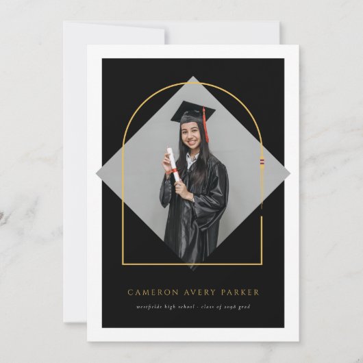 Arch kwastjes minimalistisch Lijst foto Afstuderen Aankondiging (Voorkant)