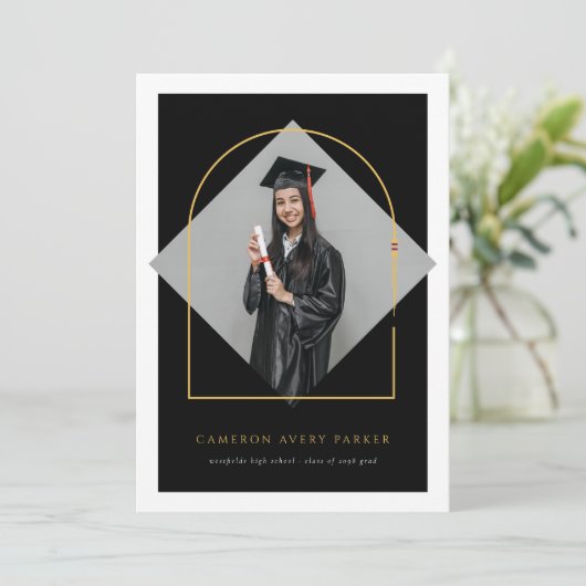Arch kwastjes minimalistisch Lijst foto Afstuderen Aankondiging (Staand voorkant)