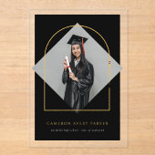 Arch kwastjes minimalistisch Lijst foto Afstuderen Acryl Uitnodigingen (Voorkant)