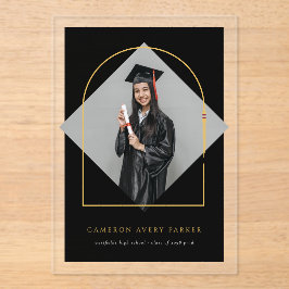 Arch kwastjes minimalistisch Lijst foto Afstuderen Acryl Uitnodigingen