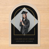 Arch kwastjes minimalistisch Lijst foto Afstuderen Acryl Uitnodigingen (Voorkant)