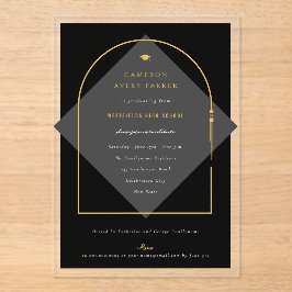 Arch kwastjes minimalistisch Lijst foto Afstuderen Acryl Uitnodigingen