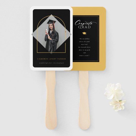 Arch kwastjes minimalistisch Lijst foto Afstuderen Handwaaier (Voorkant en achterkant)