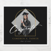 Arch kwastjes minimalistisch Lijst foto Afstuderen Sparkling Wijnetiket (Enkel label)