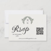 Arch Laurel Krans Monogram QR Code RSVP Online (Voorkant)