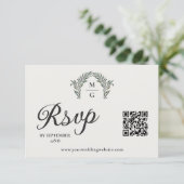Arch Laurel Krans Monogram QR Code RSVP Online (Staand voorkant)