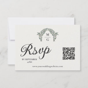 Arch Laurel Krans Monogram QR Code RSVP Online