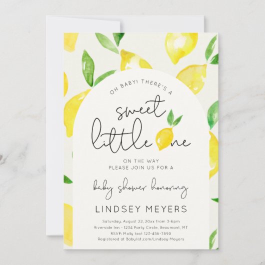 Arch Lemon Baby shower Invitation Kaart (Voorkant)