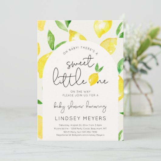 Arch Lemon Baby shower Invitation Kaart (Staand voorkant)