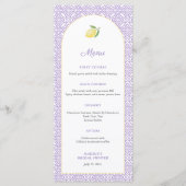 Arch Lemons Lavender Bridal Shower Party Menu (Voorkant)