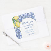 Arch Lijst Capri Lemons Blue Tegels Weddenschap Vierkante Sticker (Envelop)