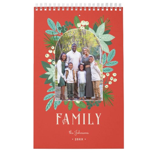Arch Lijst Floral Merry Christmas Foto Kalender (Hoes)