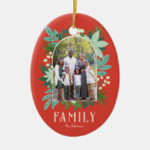 Arch Lijst Floral Merry Christmas Foto Keramisch Ornament (Voorkant)