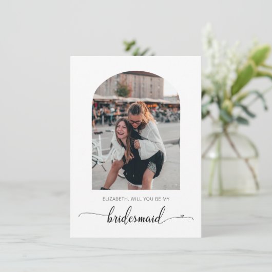 Arch Lijst Foto zal mijn Bridesmaid Kaart zijn (Staand voorkant)