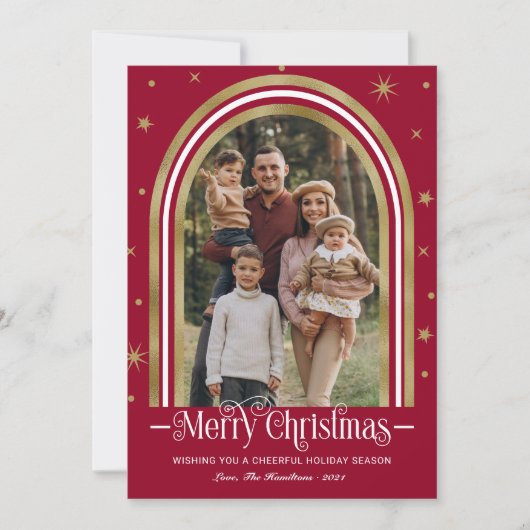 Arch Lijst kerstfamilie Foto Feestdagenkaart (Voorkant)