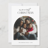 Arch Lijst Script Merriest Christmas Kinder foto Feestdagenkaart (Voorkant)