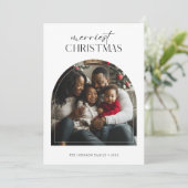 Arch Lijst Script Merriest Christmas Kinder foto Feestdagenkaart (Staand voorkant)