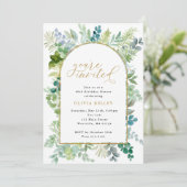 Arch Lijst Waterverf Greenery & Foliage Birthday Kaart (Staand voorkant)