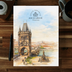 Arch Linux, Praag, Tsjechië Waterverf Briefkaart