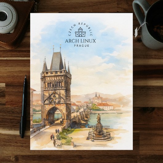 Arch Linux, Praag, Tsjechië | Waterverf Briefkaart