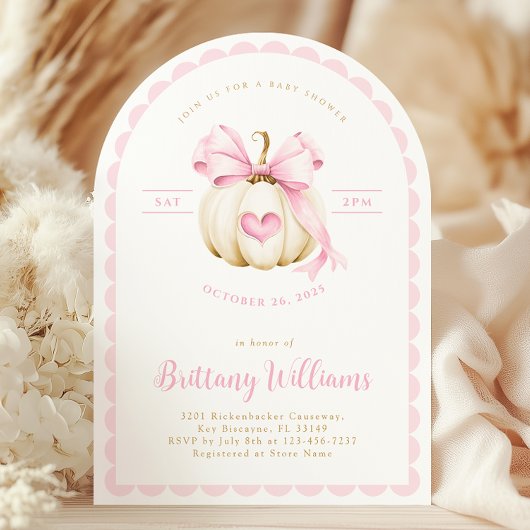 Arch Little Pumpkin Girl Baby shower Uitnodiging