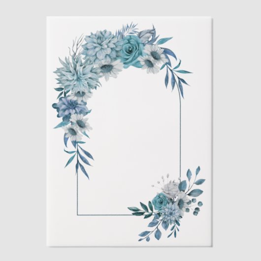 Arch met blauwgroen blauwe bloemen en bladeren bru vellum uitnodigingen (Voorkant)